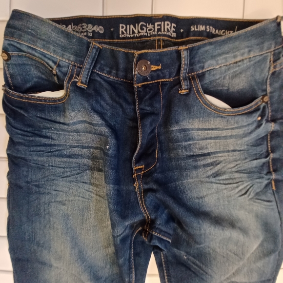 RING OF FIRE Mens Slim Straight Leg Jeans Size 34X32 - Picture 4 of 4